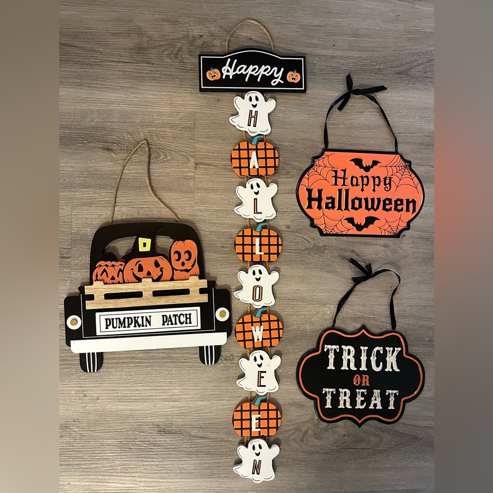 Halloween Party Hanging Decorations Set - Black, Orange, White